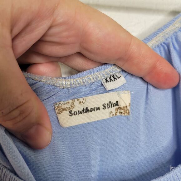 Southern Stitch Blue Crochet Lace Bell Sleeve Tassel Off the Shoulder Dress XXXL - Picture 4 of 8